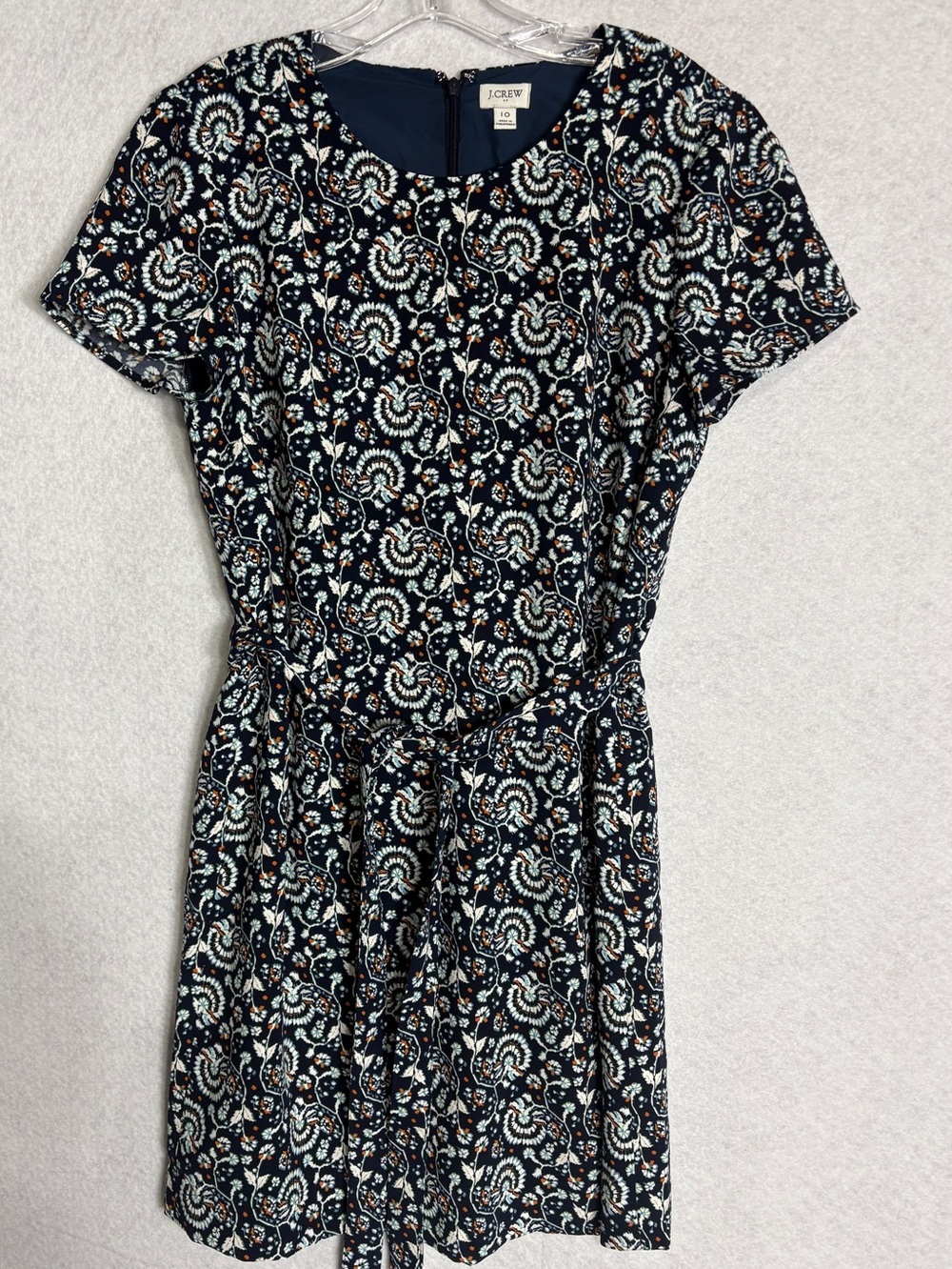 J. Crew Navy Paisley-Style Short Sleeve Mini Dress